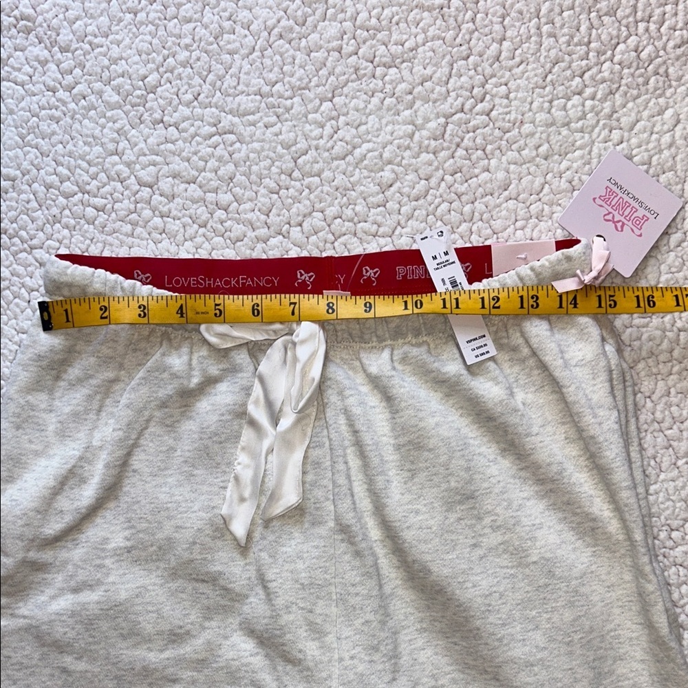 PINK LoveShackFancy Cream Drawstring Joggers with Pink Lettering - Picture 5 of 9